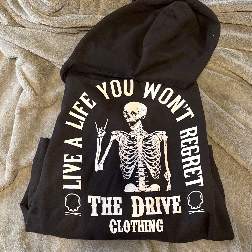 Graphic Skeleton Black Hoodie - "Live A Life You Won't Regret"